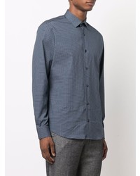 Chemise à manches longues géométrique bleu marine Ermenegildo Zegna XXX