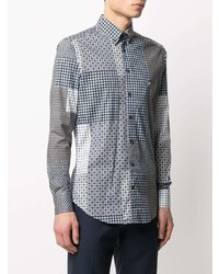 Chemise à manches longues géométrique bleu marine Etro