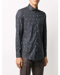 Chemise à manches longues géométrique bleu marine Etro