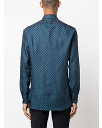 Chemise à manches longues géométrique bleue Etro