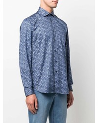 Chemise à manches longues géométrique bleue Zilli
