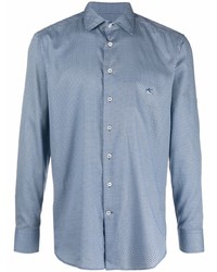 Chemise à manches longues géométrique bleue Etro