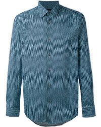 Chemise à manches longues géométrique bleue Pal Zileri