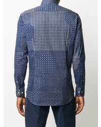 Chemise à manches longues géométrique bleue Etro