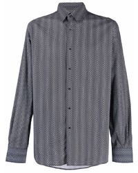 Chemise à manches longues géométrique gris foncé Karl Lagerfeld