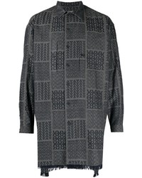 Chemise à manches longues géométrique gris foncé Yohji Yamamoto