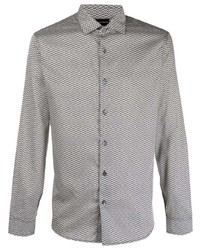 Chemise à manches longues géométrique grise Emporio Armani