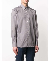 Chemise à manches longues géométrique grise Ermenegildo Zegna