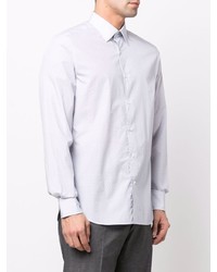 Chemise à manches longues géométrique grise Corneliani