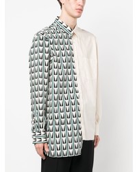 Chemise à manches longues géométrique grise Lanvin