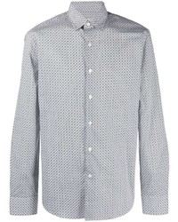 Chemise à manches longues géométrique grise Salvatore Ferragamo