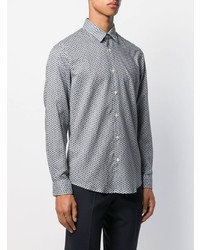 Chemise à manches longues géométrique noire et blanche BOSS HUGO BOSS