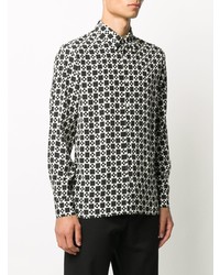 Chemise à manches longues géométrique noire et blanche Sandro Paris