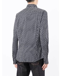 Chemise à manches longues géométrique noire et blanche Giorgio Armani