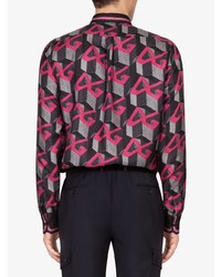 Chemise à manches longues géométrique noire Dolce & Gabbana