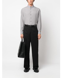 Chemise à manches longues géométrique noire Giorgio Armani