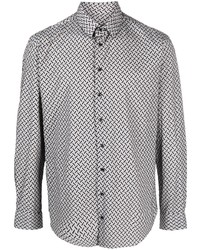 Chemise à manches longues géométrique noire Giorgio Armani
