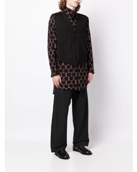 Chemise à manches longues géométrique noire Yohji Yamamoto