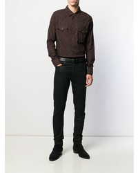 Chemise à manches longues géométrique noire Saint Laurent