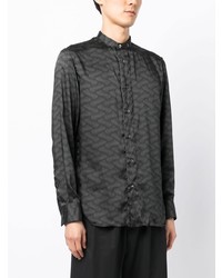 Chemise à manches longues géométrique noire Emporio Armani