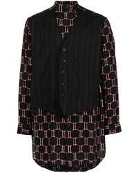 Chemise à manches longues géométrique noire Yohji Yamamoto