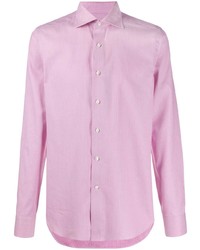 Chemise à manches longues géométrique rose Canali