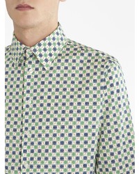 Chemise à manches longues géométrique vert menthe Etro