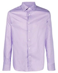 Chemise à manches longues géométrique violet clair Canali