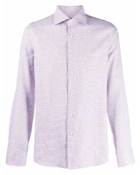 Chemise à manches longues géométrique violet clair Canali