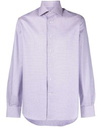 Chemise à manches longues géométrique violet clair Corneliani