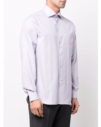 Chemise à manches longues géométrique violet clair Corneliani