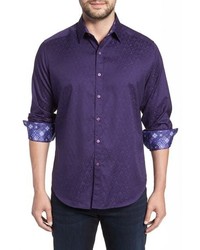 Chemise à manches longues géométrique violette
