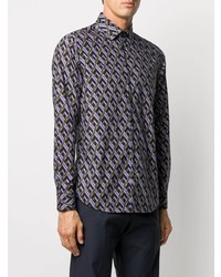 Chemise à manches longues géométrique violette Paul Smith