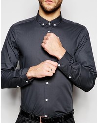 Chemise à manches longues gris foncé Asos