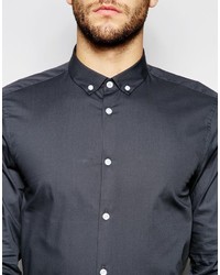 Chemise à manches longues gris foncé Asos