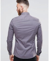 Chemise à manches longues grise Asos