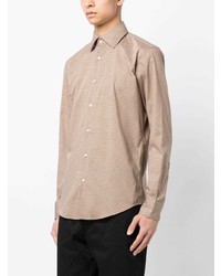 Chemise à manches longues imprimée beige BOSS