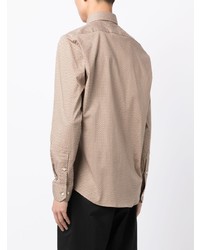 Chemise à manches longues imprimée beige BOSS