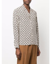 Chemise à manches longues imprimée beige Sandro