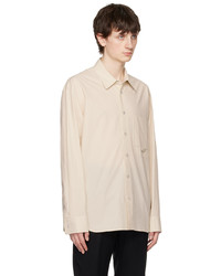 Chemise à manches longues imprimée beige Solid Homme