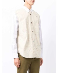 Chemise à manches longues imprimée beige Comme des Garcons Homme