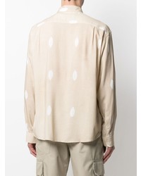 Chemise à manches longues imprimée beige Jacquemus