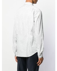 Chemise à manches longues imprimée blanc et bleu marine PS Paul Smith