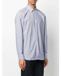 Chemise à manches longues imprimée blanc et bleu marine Tommy Hilfiger