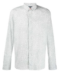 Chemise à manches longues imprimée blanc et bleu marine PS Paul Smith