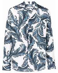 Chemise à manches longues imprimée blanc et bleu marine Tagliatore
