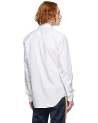 Chemise à manches longues imprimée blanc et bleu marine Versace