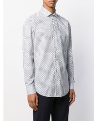 Chemise à manches longues imprimée blanc et bleu Etro