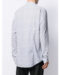 Chemise à manches longues imprimée blanc et bleu Etro