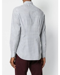 Chemise à manches longues imprimée blanc et bleu Orian